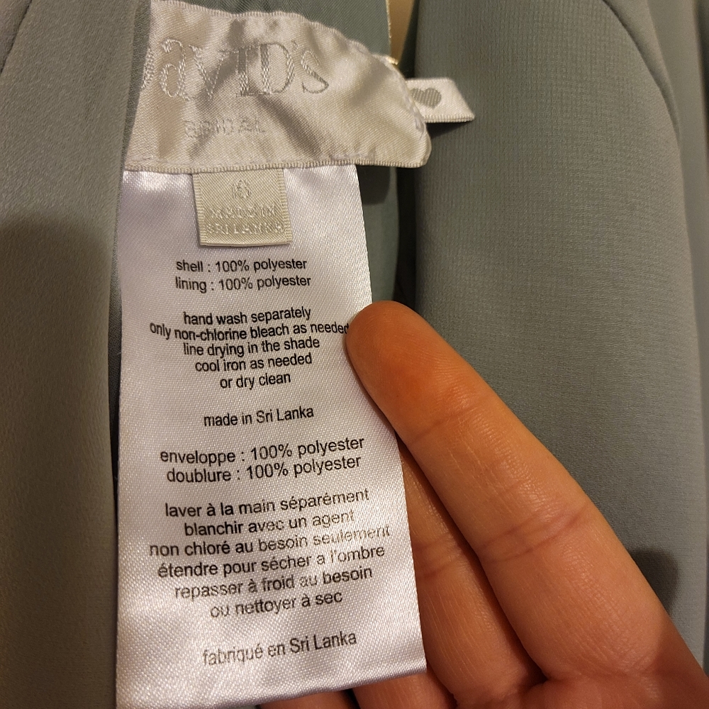 David's Bridal sage green dress, size 16